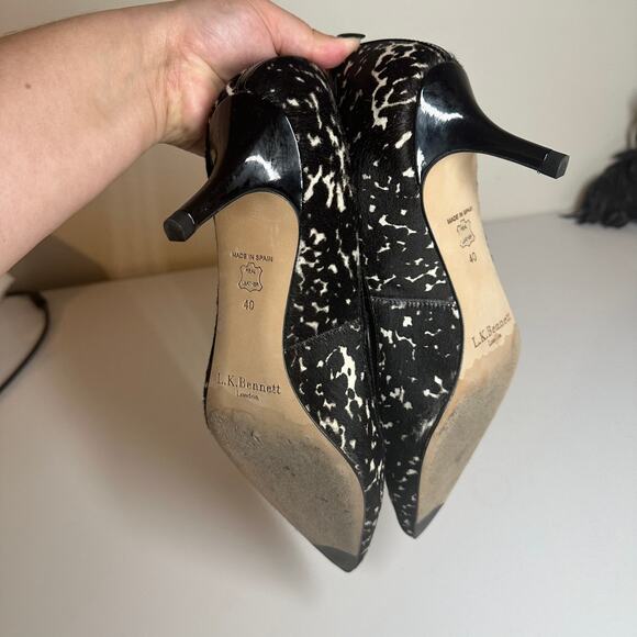 LK Bennett Calf Hair Cow Print Heels Pumps Size EU 40 US 10 Women's - Picture 10 of 14